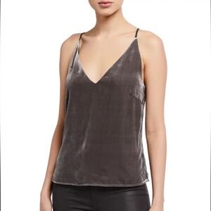 L'AGENCE Gray Cami, Velvet Camisole,  V Neck Tank Top M